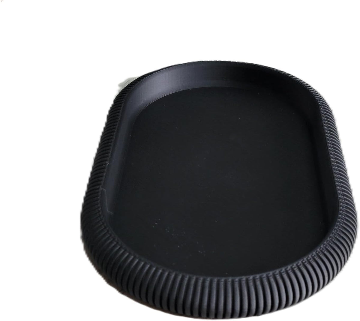 Japandi Oval Catchall Tray Fluted Decorative Vanity Dish Modern Home Decor, Charcoal