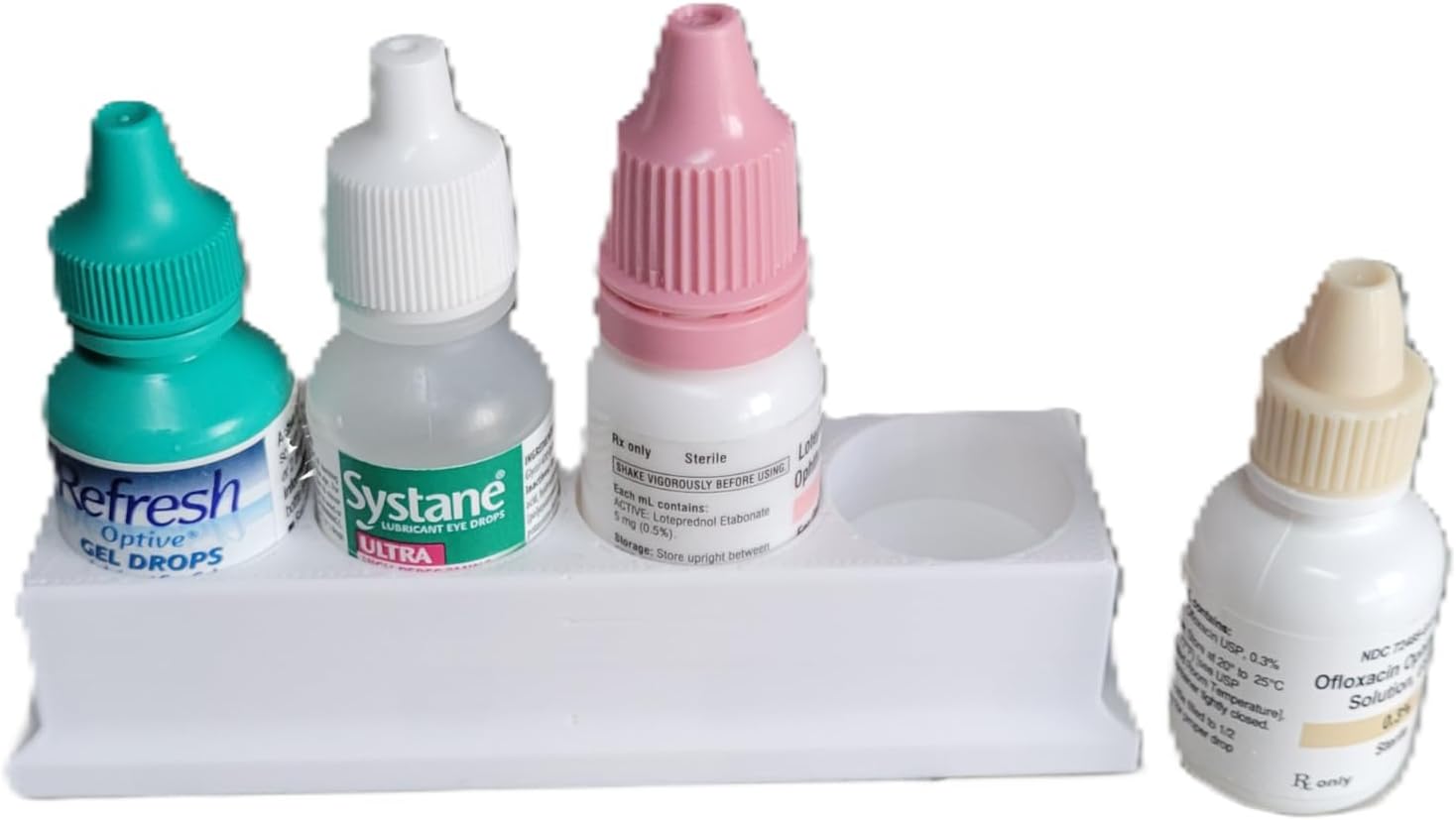 Znet3D Eye Drop Bottle Organizer – 4‑Slot Holder for Eye Drop Bottles, Upright Storage Tray, Compact Countertop Organizer – Made in USA (1-Pack)