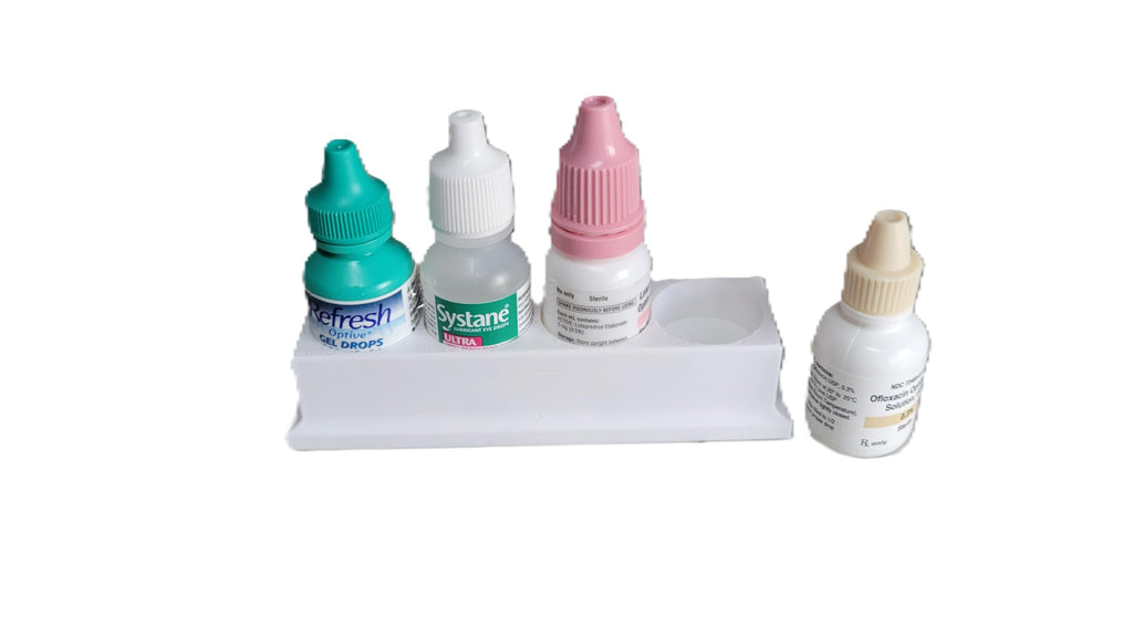 Znet3D Eye Drop Bottle Organizer – 4‑Slot Holder for Eye Drop Bottles, Upright Storage Tray, Compact Countertop Organizer – Made in USA (1-Pack)