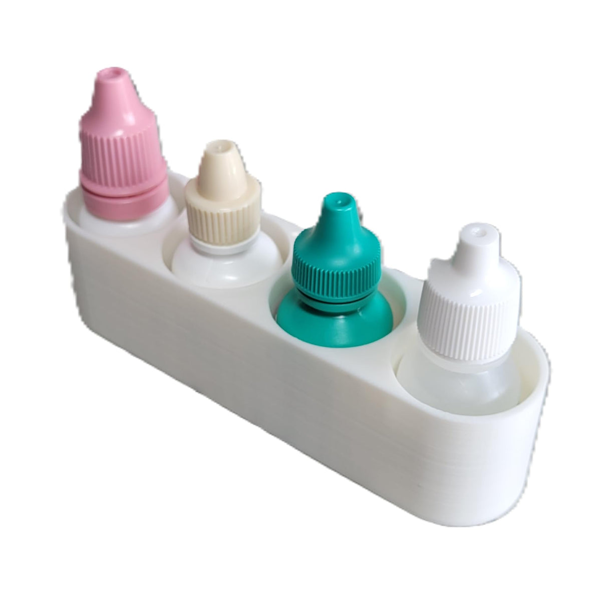 Znet3D Slim Eye Drop Bottle Organizer – 4‑Slot Deep‑Well Holder for Secure Upright Storage – Compact 5" Design – Made in USA (Black)