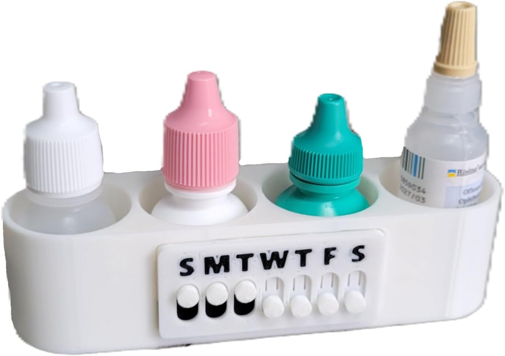 Znet3D Eye Drop Bottle Organizer Slim 4 Slot with Weekly Day Tracker (4 Bottle)
