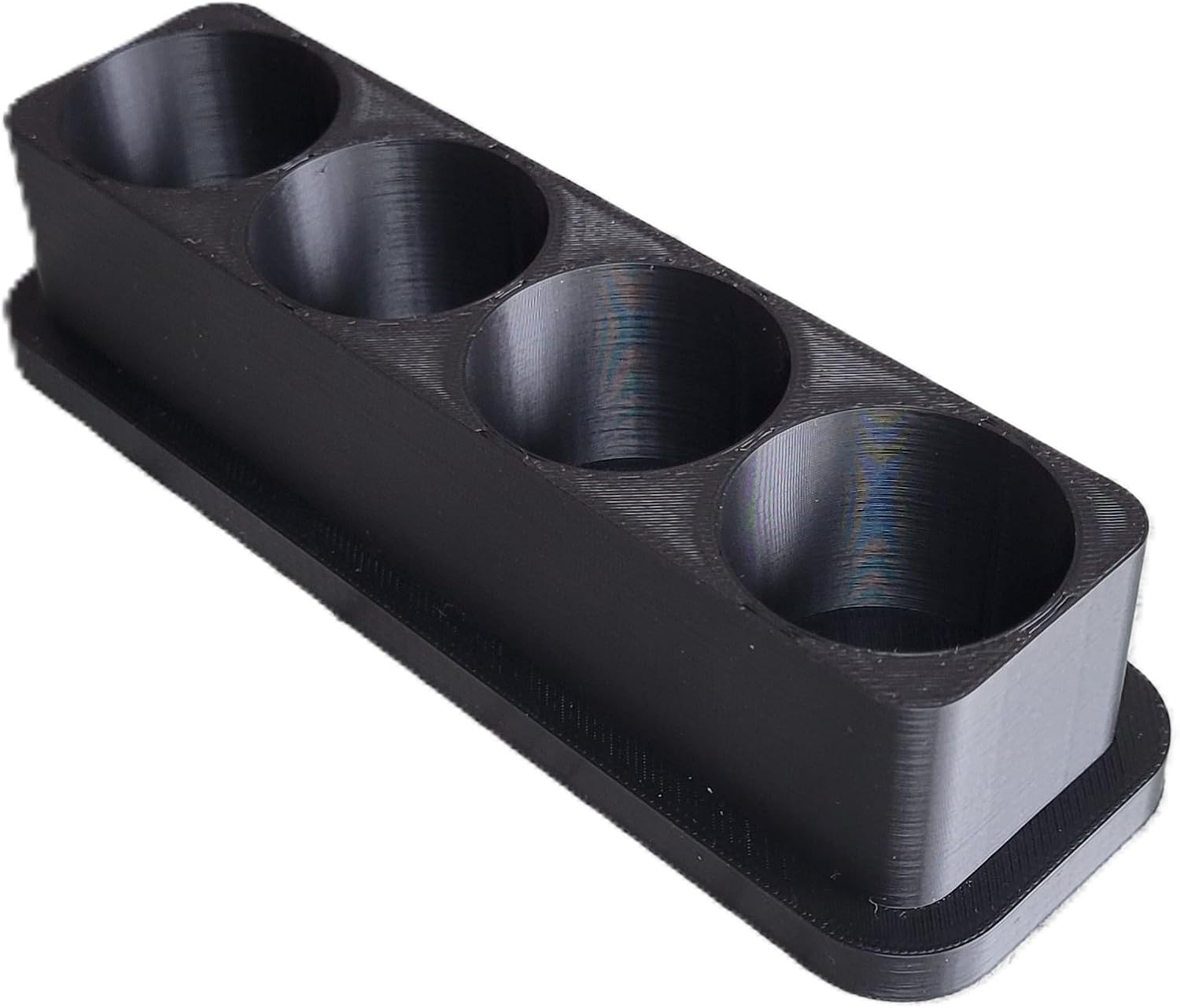 Znet3D Eye Drop Bottle Organizer – 4‑Slot Upright Holder with Wider Base & Deeper Wells – Stable Countertop Storage Stand Made in USA (Black)