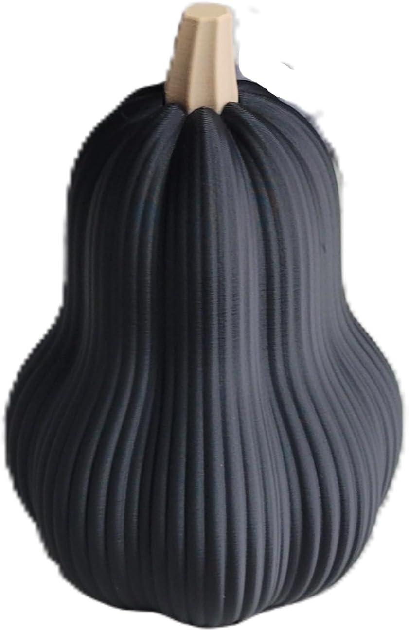 Znet3D Neutral Fall Gourd Decor Modern Ribbed Minimalist Autumn Tabletop Accent, Charcoal