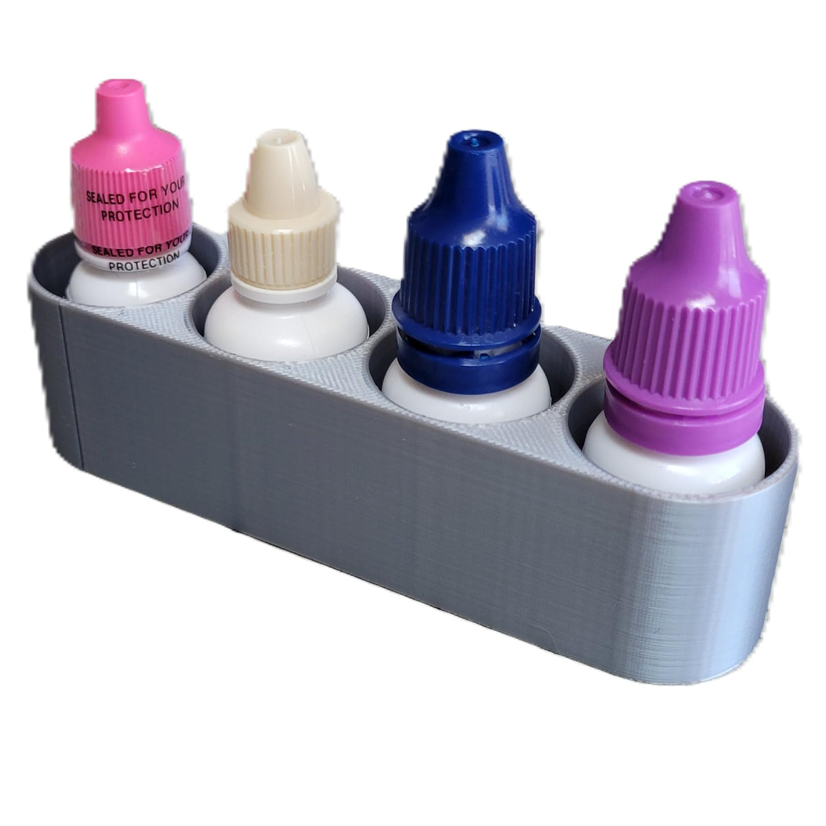Znet3D Slim Eye Drop Bottle Organizer – 4‑Slot Deep‑Well Holder for Secure Upright Storage – Compact 5" Design – Made in USA (Black)