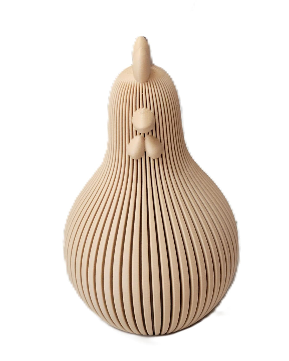 Znet3D Japandi Hen Figurine Fluted Chicken Decor Minimalist Shelf Accent 5 Inch, Bone White