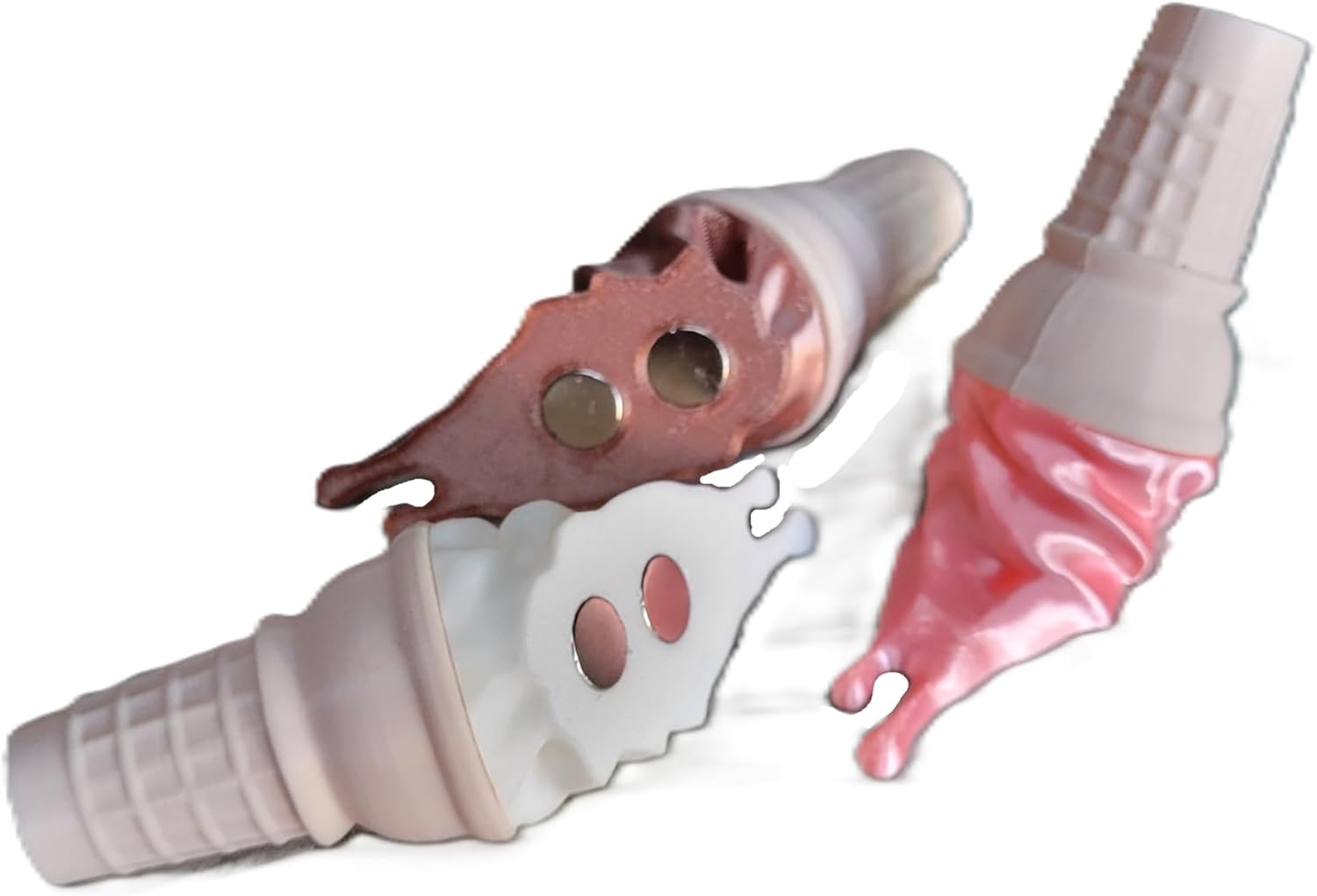 Melting Ice Cream Cone Fridge Magnets – Set of 3 (Vanilla, Chocolate, Strawberry) Strong Decorative Magnets with Dual 10x2mm Neodymium Holders Fun Kitchen & Office Décor