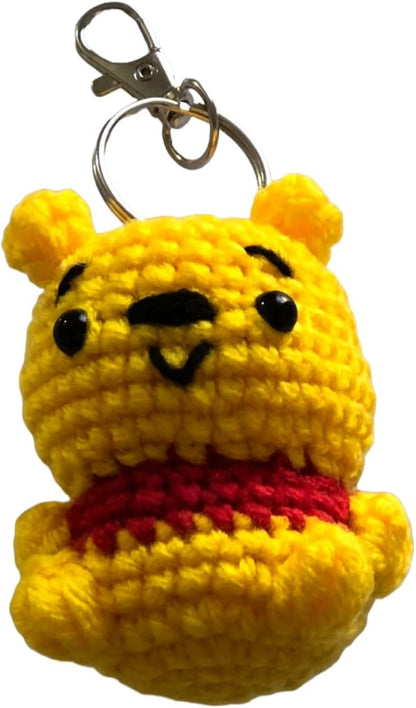 Znet3D Handmade Winnie the Pooh Crochet Plush Keychain - Charming Amigurumi Accessory
