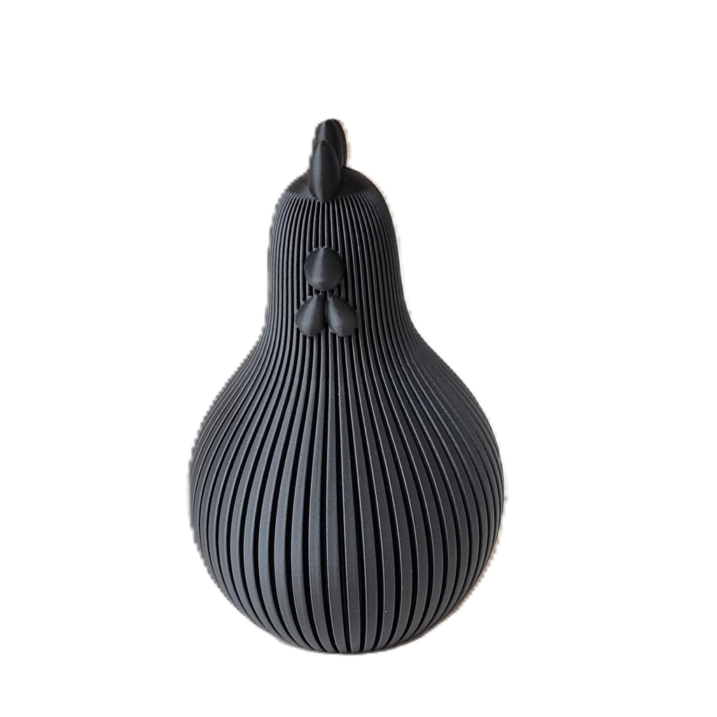 Znet3D Japandi Hen Figurine Fluted Chicken Decor Minimalist Shelf Accent 5 Inch, Bone White