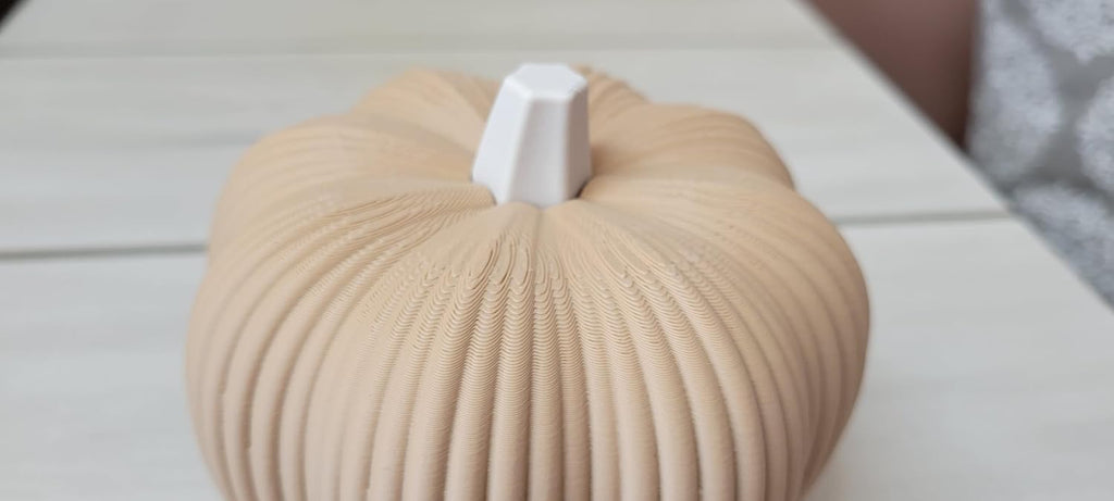 Znet3D Neutral Fall Pumpkin Decor Modern Ribbed Minimalist Autumn Tabletop Accent, Latte Brown