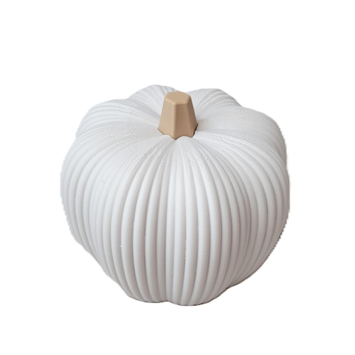 Znet3D Neutral Fall Pumpkin Decor Modern Ribbed Minimalist Autumn Tabletop Accent, Latte Brown