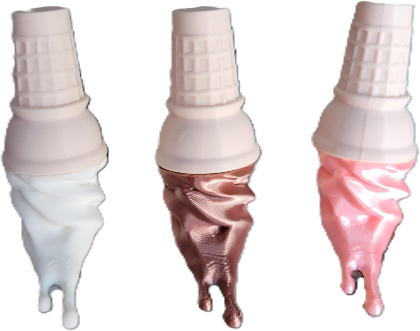 Melting Ice Cream Cone Fridge Magnets – Set of 3 (Vanilla, Chocolate, Strawberry) Strong Decorative Magnets with Dual 10x2mm Neodymium Holders Fun Kitchen & Office Décor