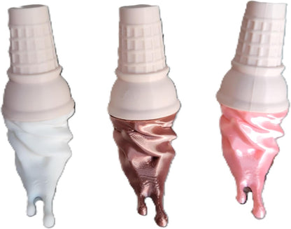 Melting Ice Cream Cone Fridge Magnets – Set of 3 (Vanilla, Chocolate, Strawberry) Strong Decorative Magnets with Dual 10x2mm Neodymium Holders Fun Kitchen & Office Décor
