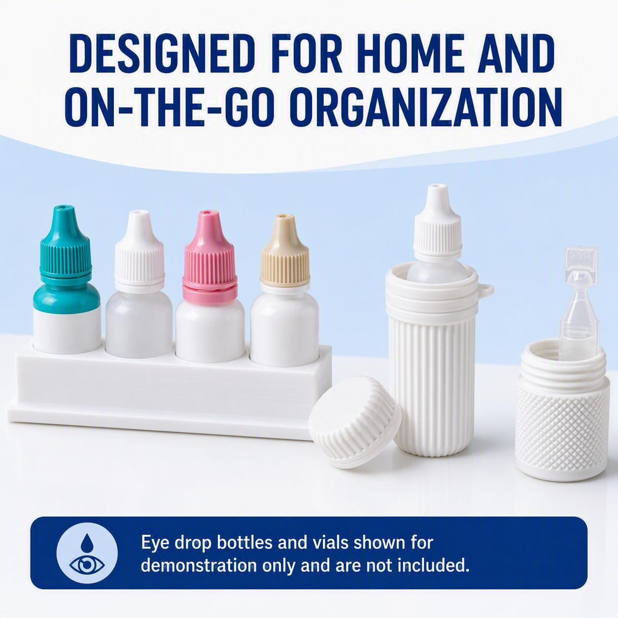 Znet3D Vision Eye Care Starter Kit – Eye Drop Organizer, Travel Bottle Holder & Pocket Vial Holder – Complete Home & Travel Storage Solution for Eye Drops and Single-Use Vials – Made in USA