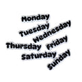 Znet3D Days of The Week Magnets – Dual-Color Black/White & White/Black – 2 Strong 10x2mm Neodymium – Custom Color Options – Durable Labels for Planners, Boards & Organizers (Black/White)