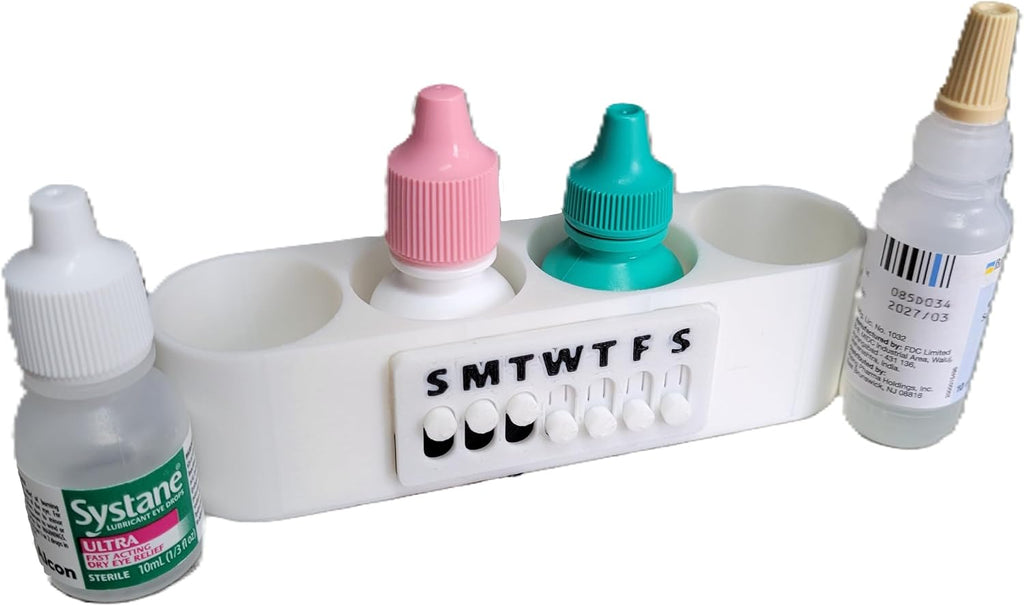 Znet3D Eye Drop Bottle Organizer Slim 4 Slot with Weekly Day Tracker (4 Bottle)