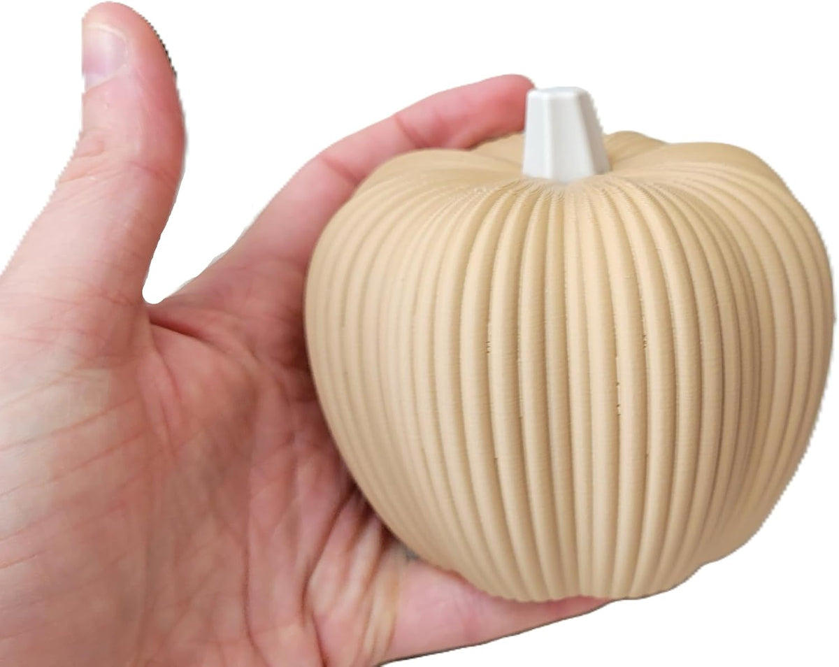 Znet3D Neutral Fall Pumpkin Decor Modern Ribbed Minimalist Autumn Tabletop Accent, Latte Brown