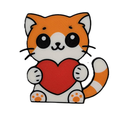Valentine’s Day Cat Magnet – Cute & Adorable Heart-Holding Kitty Gift by Znet3D – Brown, Silver, Orange Variants – “Purrfect Love” Cat Magnet (Brown)