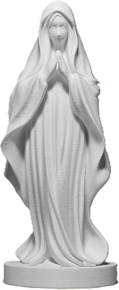 Znet3D Virgin Mary Statue — Religious Figurine for Home Altar Prayer Corner Catholic Decor Gift (White)