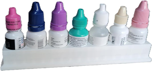 Znet3D Eye Drop Bottle Holder – 7-Slot Weekly Organizer with Day-of-The-Week Labels Secure Storage for Eye Drops, Medication, or Small Bottles