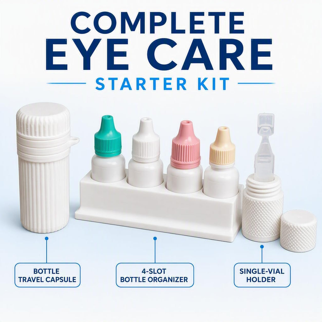 Znet3D Vision Eye Care Starter Kit – Eye Drop Organizer, Travel Bottle Holder & Pocket Vial Holder – Complete Home & Travel Storage Solution for Eye Drops and Single-Use Vials – Made in USA