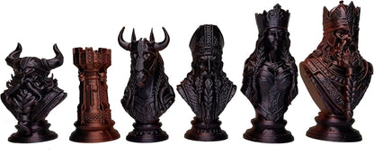 Viking Warrior Chess Set Pieces – Silk Gold & Silver Sculptures | Norse Fantasy Set by Znet3D (Board Not Included) (Gold/Black & Red/Black)