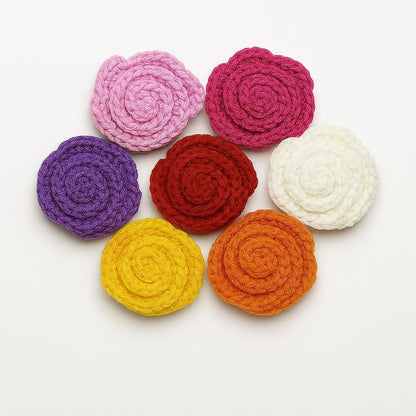 Znet3D Handmade Crochet Rose Fridge Magnet – Soft Acrylic Yarn Flower, 2.5" Diameter, Assorted Colors – Cute Home Décor, Locker Accessory, Gift for Plant Lovers & Crafters (Orange)