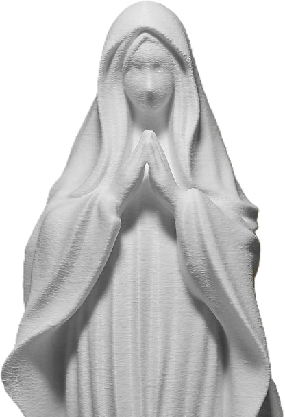 Znet3D Virgin Mary Statue — Religious Figurine for Home Altar Prayer Corner Catholic Decor Gift (White)