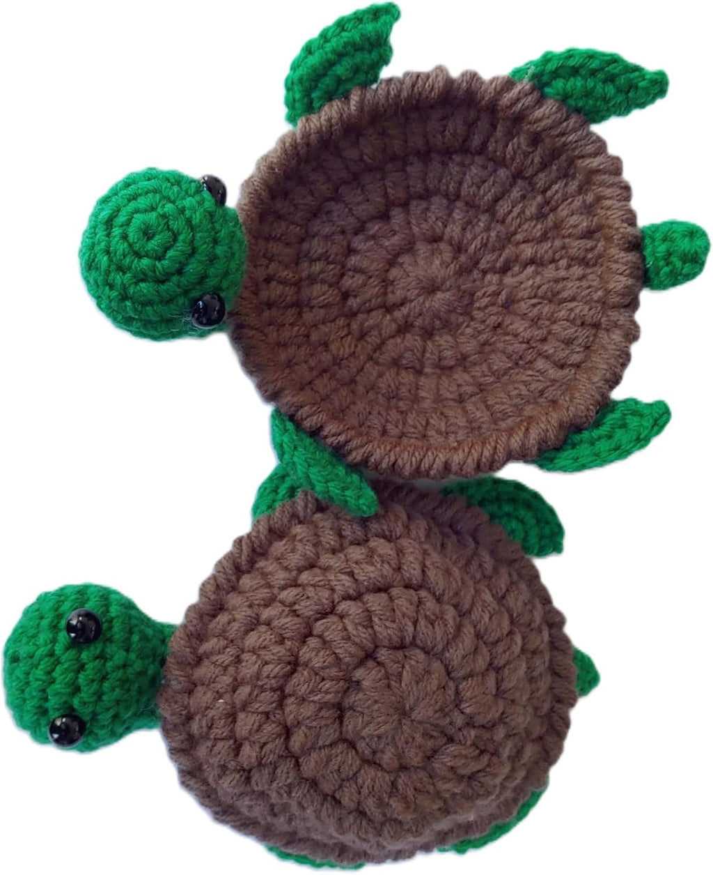 Handmade Crochet Pop‑Up Turtle Coasters (Set of 2) – Flip‑Up Amigurumi Turtle Drink Mats, Fun Interactive Mug & Glass Coaster Gift