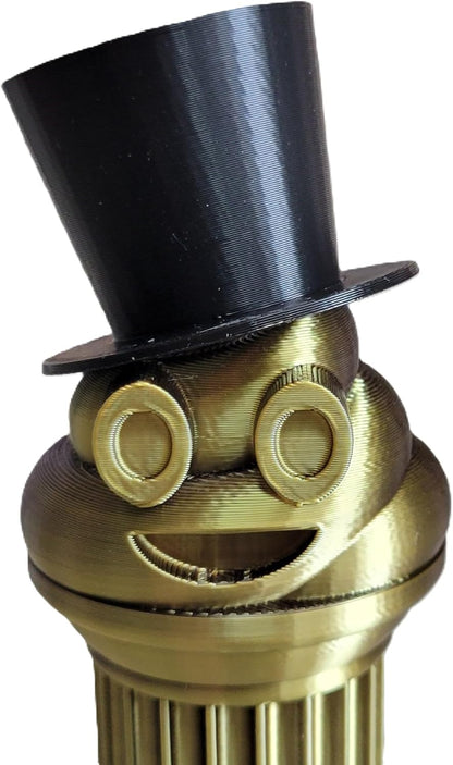 Znet3D Mini Gentlemen Poop Emoji Trophy – Elegant Black Top Hat on Poop Emoji Trophy – Add Sophistication & Humor to Your Event – Perfect for Honoring Winners or Losers