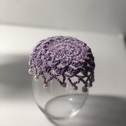 Znet3D Handmade Crochet Wine Glass Covers – Vintage-Inspired Beaded Doilies for Bug & Dust Protection, Reusable Drink Covers in Assorted Colors (Beige)