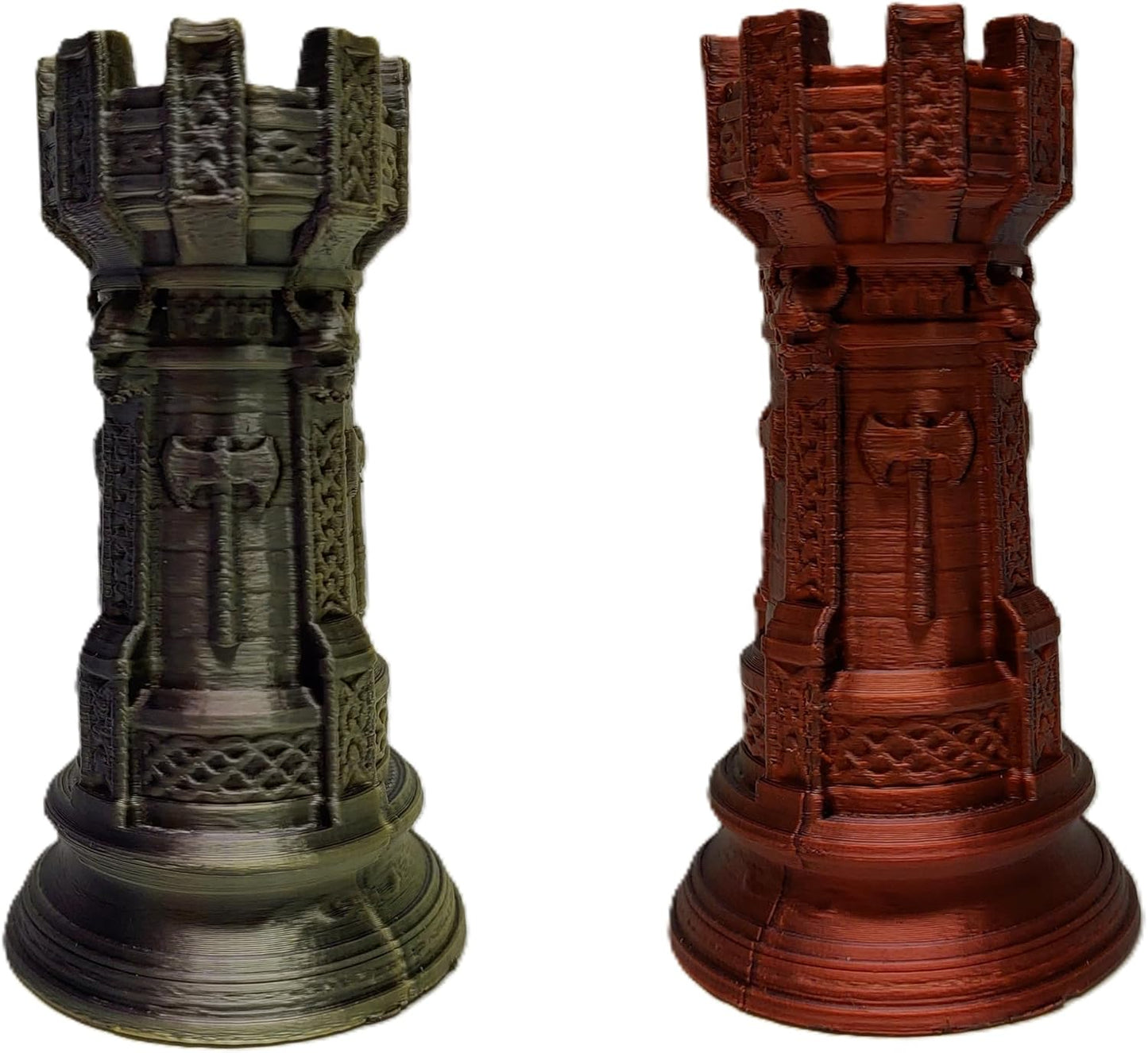 Viking Warrior Chess Set Pieces – Silk Gold & Silver Sculptures | Norse Fantasy Set by Znet3D (Board Not Included) (Gold/Black & Red/Black)