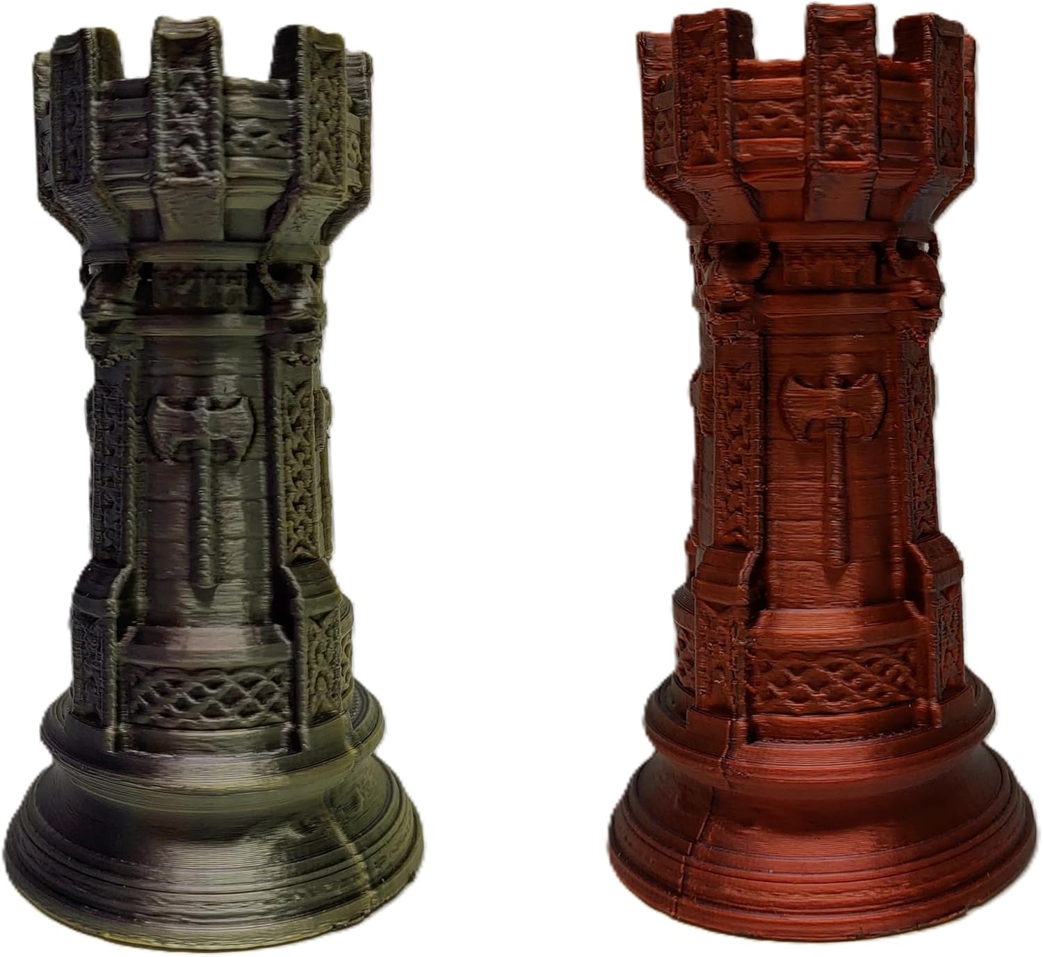Viking Warrior Chess Set Pieces – Silk Gold & Silver Sculptures | Norse Fantasy Set by Znet3D (Board Not Included) (Gold/Black & Red/Black)