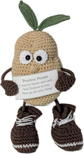 Znet3D Handmade Crochet Positive Potato with Inspirational Message Card – Funny Encouragement Gift, Desk Decor, Office Gift, Motivational Plush Companion – 8 Inch Standing Potato
