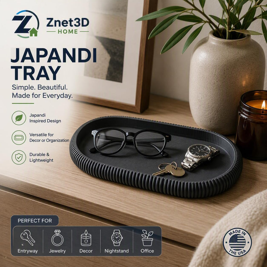 Japandi Oval Catchall Tray Fluted Decorative Vanity Dish Modern Home Decor, Charcoal