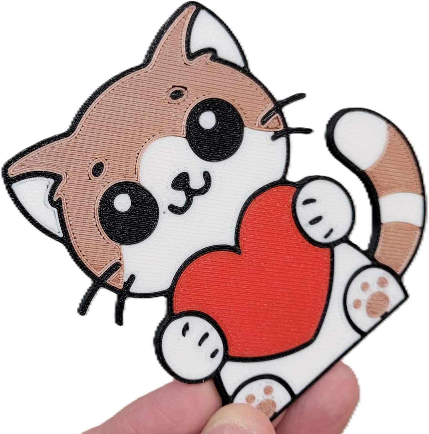 Valentine’s Day Cat Magnet – Cute & Adorable Heart-Holding Kitty Gift by Znet3D – Brown, Silver, Orange Variants – “Purrfect Love” Cat Magnet (Brown)