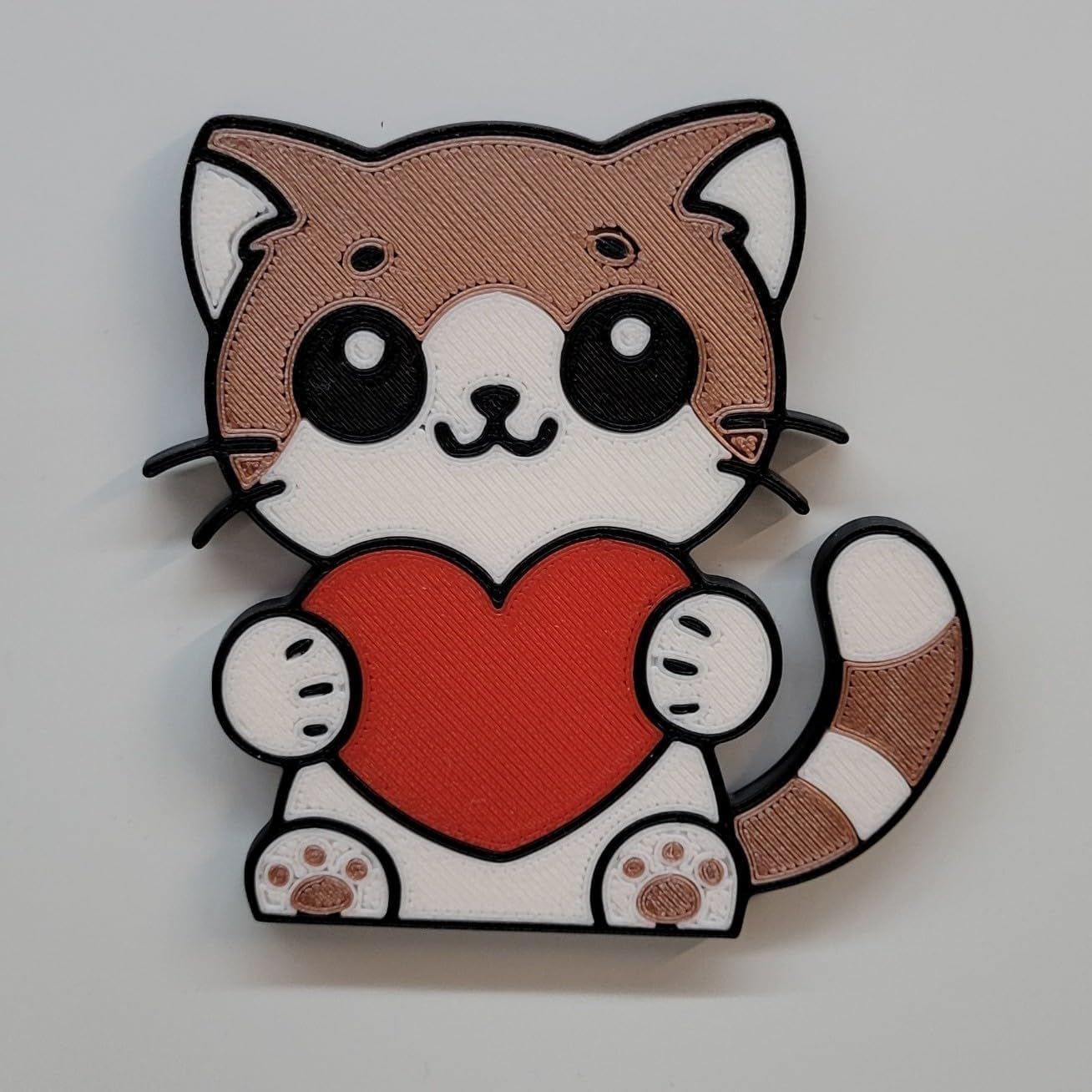 Valentine’s Day Cat Magnet – Cute & Adorable Heart-Holding Kitty Gift by Znet3D – Brown, Silver, Orange Variants – “Purrfect Love” Cat Magnet (Brown)