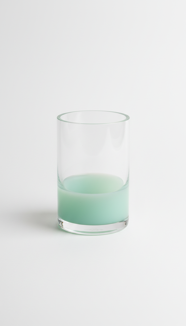 Engineered Glass Vase with Soft Mint Accent