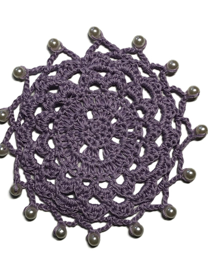 Znet3D Handmade Crochet Wine Glass Covers – Vintage-Inspired Beaded Doilies for Bug & Dust Protection, Reusable Drink Covers in Assorted Colors (Beige)