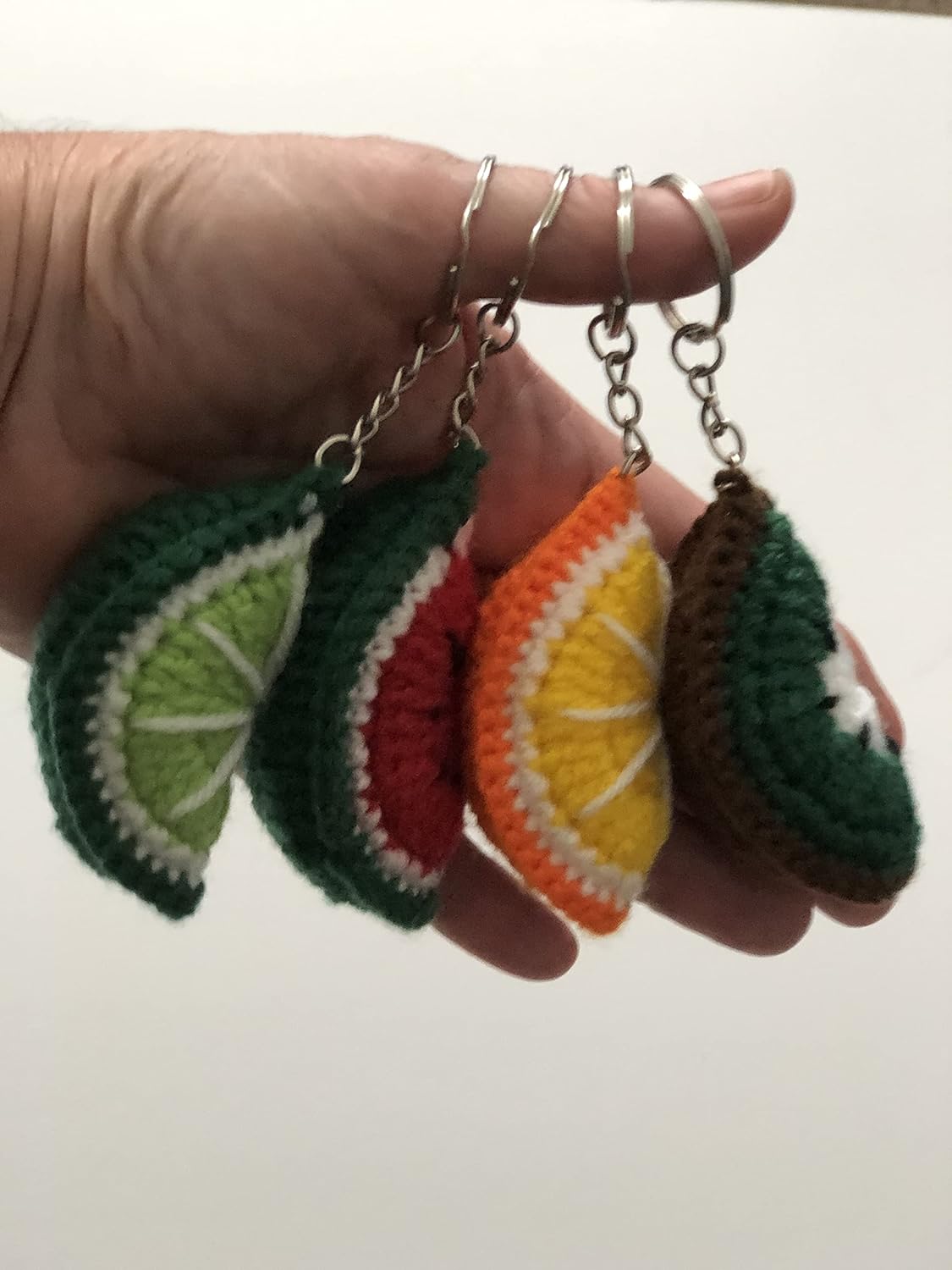 Znet3D Crochet Plush Keychain - Strawberry, Cherry, Watermelon, Kiwi, Orange, Lime - Handmade Keychain Accessory Amigurumi