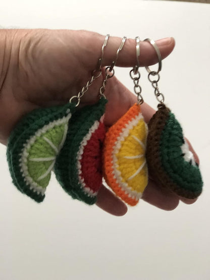 Znet3D Crochet Plush Keychain - Strawberry, Cherry, Watermelon, Kiwi, Orange, Lime - Handmade Keychain Accessory Amigurumi
