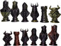 Viking Warrior Chess Set Pieces – Silk Gold & Silver Sculptures | Norse Fantasy Set by Znet3D (Board Not Included) (Gold/Black & Red/Black)