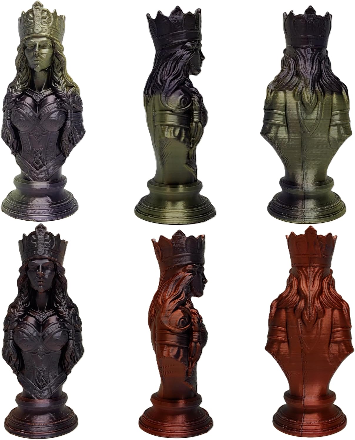 Viking Warrior Chess Set Pieces – Silk Gold & Silver Sculptures | Norse Fantasy Set by Znet3D (Board Not Included) (Gold/Black & Red/Black)