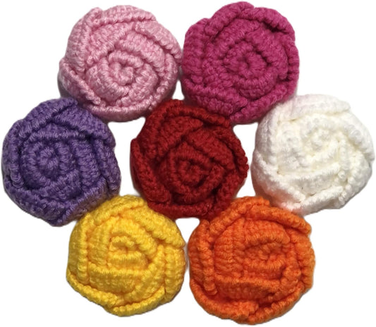 Znet3D Handmade Crochet Rose Fridge Magnet – Soft Acrylic Yarn Flower, 2.5" Diameter, Assorted Colors – Cute Home Décor, Locker Accessory, Gift for Plant Lovers & Crafters (Orange)