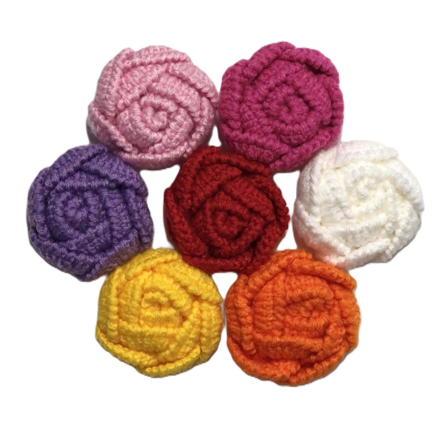 Znet3D Handmade Crochet Rose Fridge Magnet – Soft Acrylic Yarn Flower, 2.5" Diameter, Assorted Colors – Cute Home Décor, Locker Accessory, Gift for Plant Lovers & Crafters (Orange)