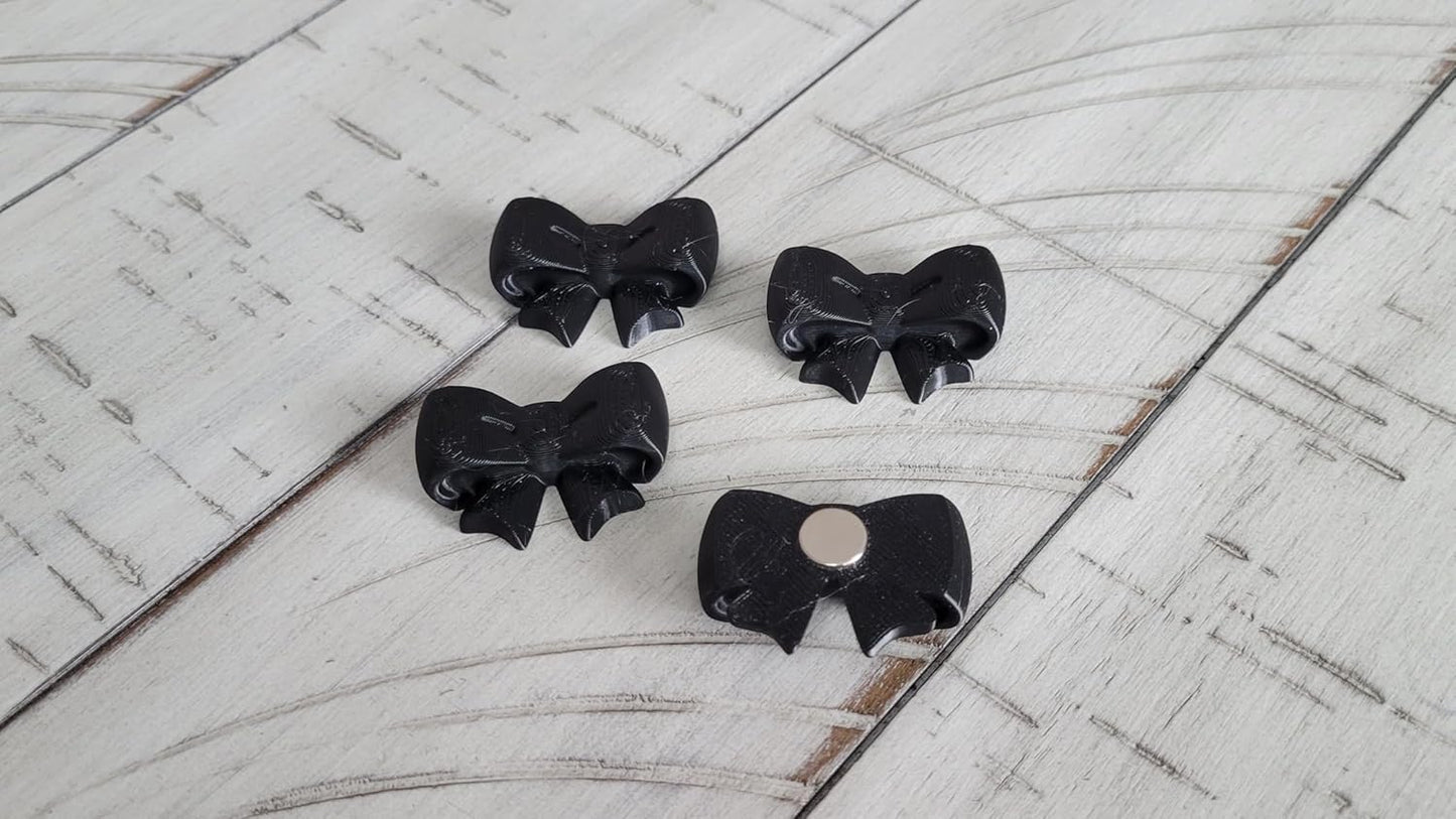 Znet3D Bow Magnets – Strong and Cute Refrigerator Magnets – 1.5 x 1.25 Inches – Perfect for Home, Office, or Classroom – Adorable and Functional Décor – 4 Pack (Black)