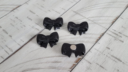 Znet3D Bow Magnets – Strong and Cute Refrigerator Magnets – 1.5 x 1.25 Inches – Perfect for Home, Office, or Classroom – Adorable and Functional Décor – 4 Pack (Black)