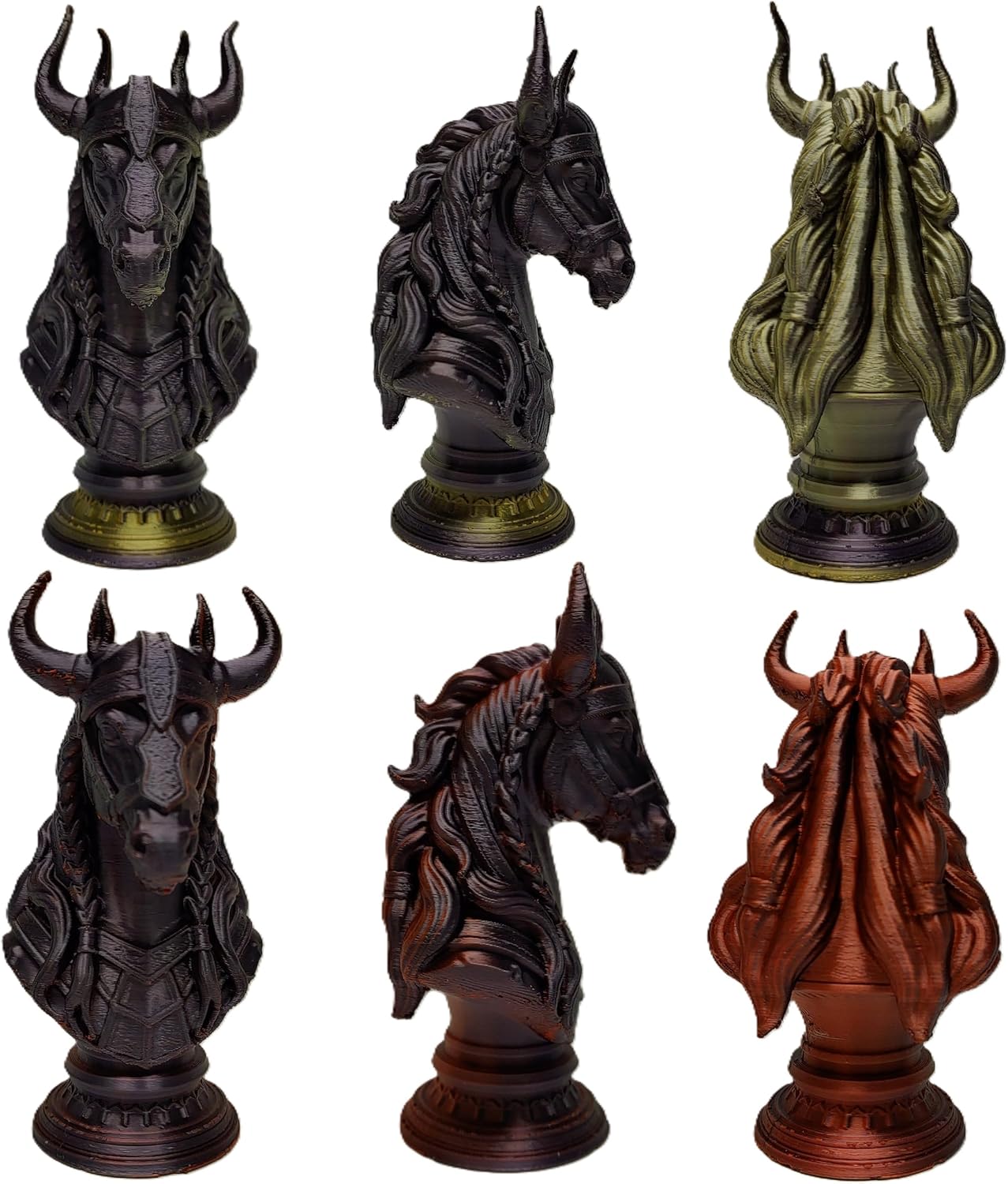 Viking Warrior Chess Set Pieces – Silk Gold & Silver Sculptures | Norse Fantasy Set by Znet3D (Board Not Included) (Gold/Black & Red/Black)