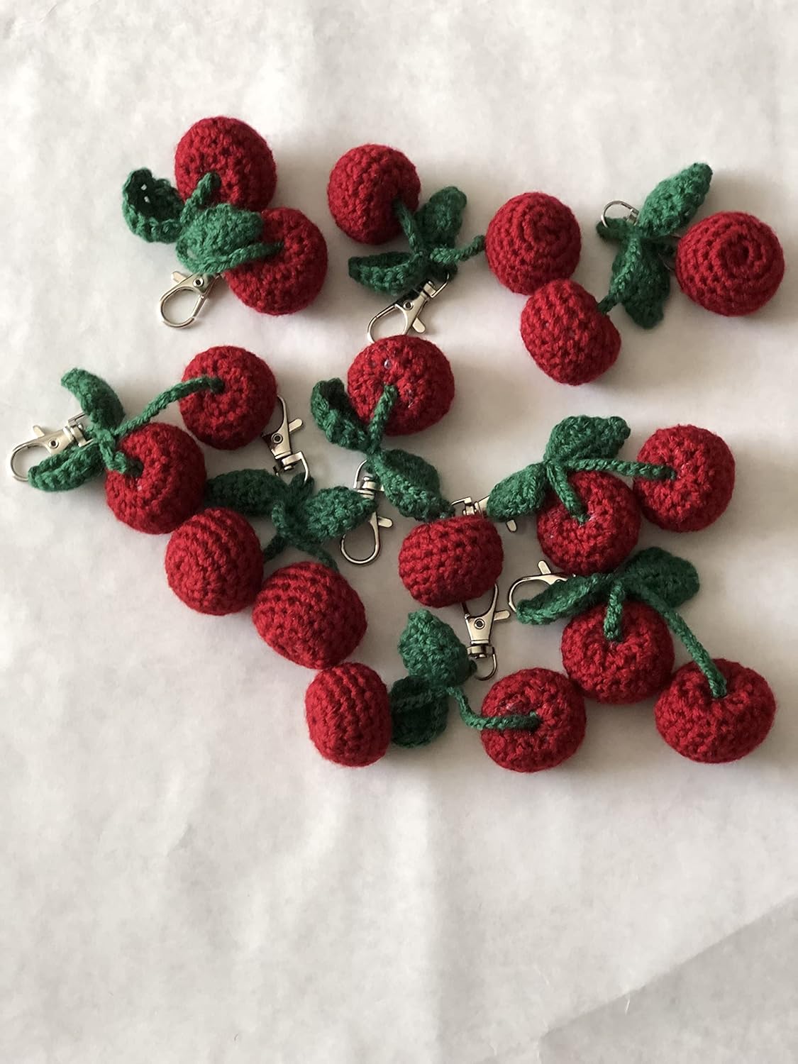 Znet3D Crochet Plush Keychain - Keychain Accessory - Cherry - Handmade Keychain Amigurumi