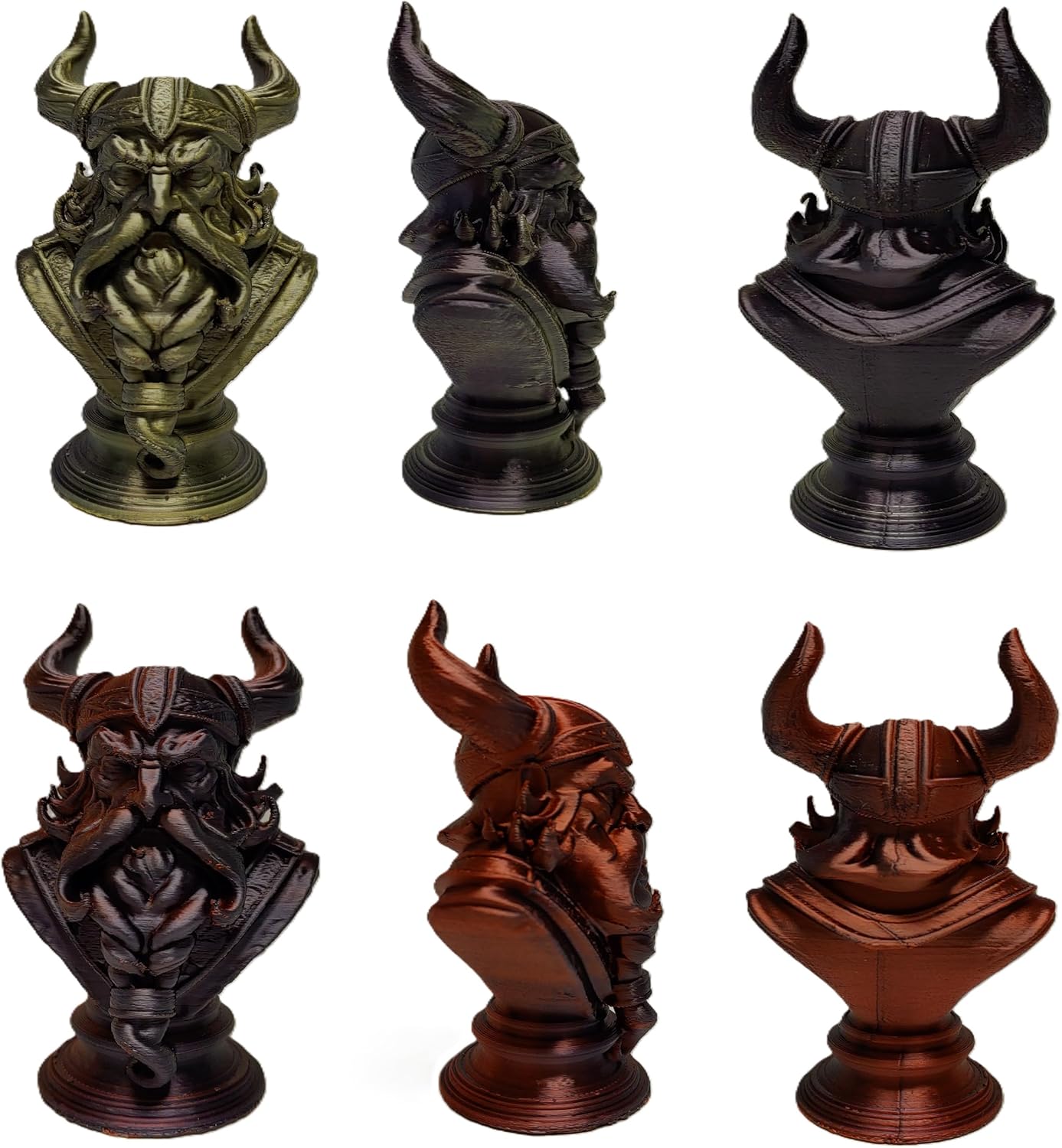Viking Warrior Chess Set Pieces – Silk Gold & Silver Sculptures | Norse Fantasy Set by Znet3D (Board Not Included) (Gold/Black & Red/Black)