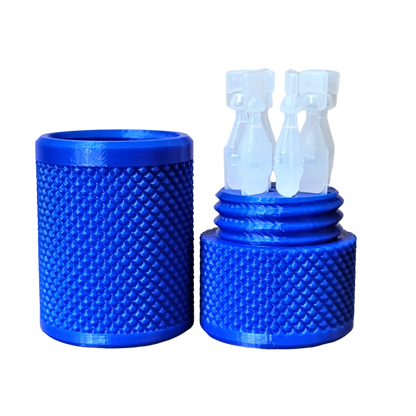 Eye Drop Vials Holder & Storage Case - Securely Store Seven (7) Single-Use Vials - Screw-On Lid, Knurled Pattern - Keep Vials Safe & Organized to Keep Track of Your Daily Usage